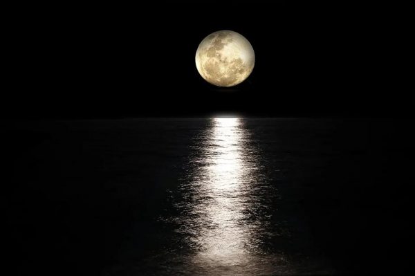 海を照らす月